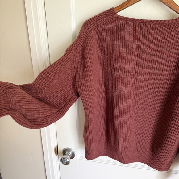 Madewell Rust/Mauve Thornton Balloon Sleeve Ribbed Sweater - Picture 5 of 8